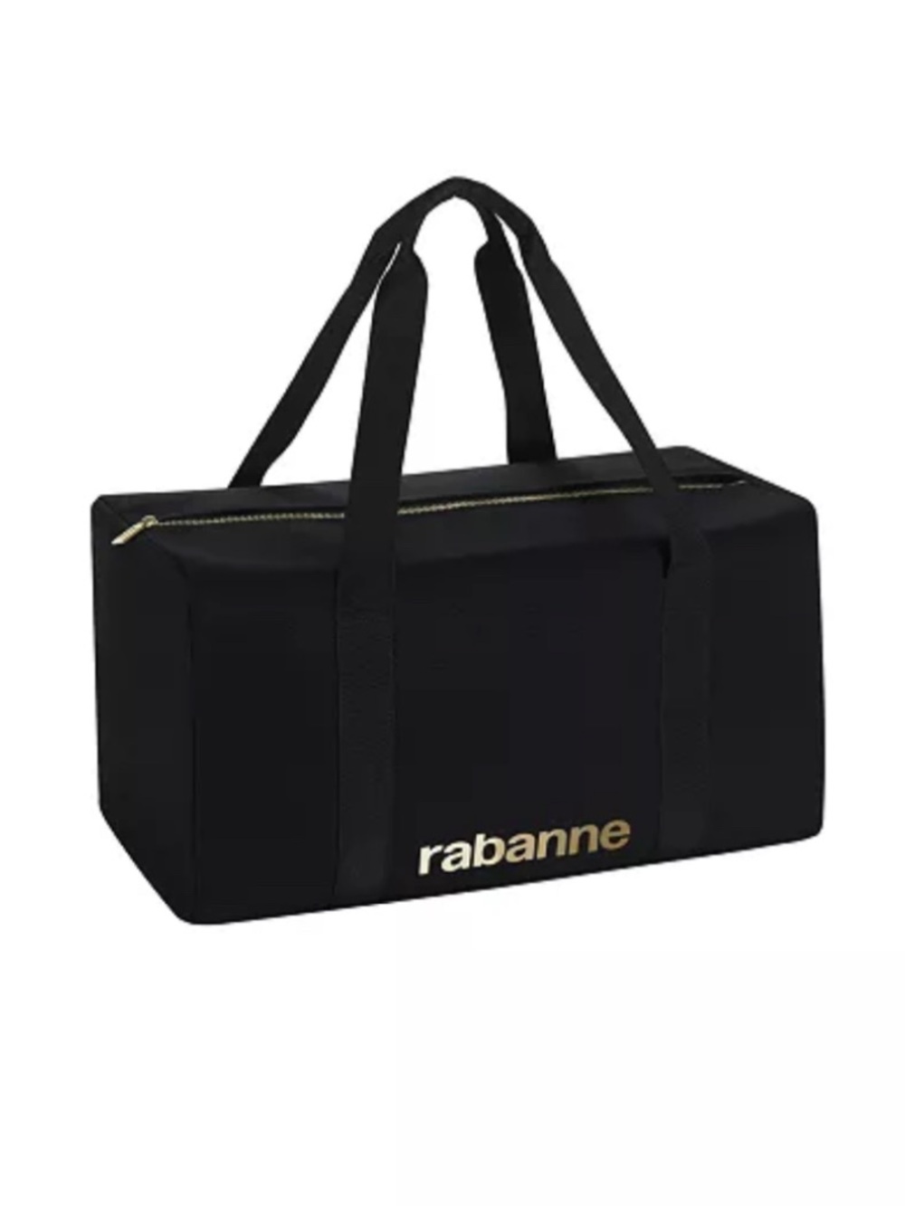Authentic Paco Rabanne Black Travel Bag / Weekend Bag with Gold Rabanne Logo